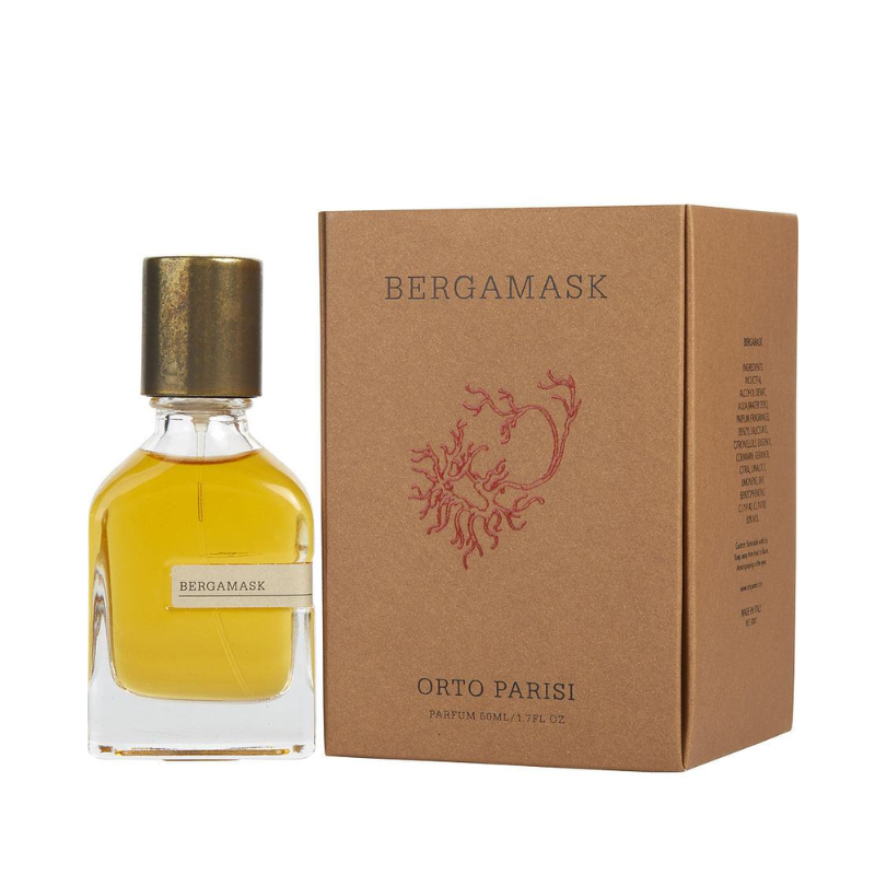 Thiết kế chai Orto Parisi Bergamask EDP – Chai thủy tinh trong suốt và nắp gỗ tinh tế